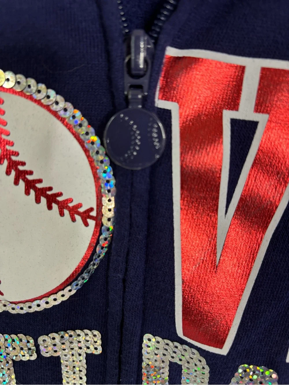 Justice Navy Hoodie with Red & Silver Softball Graphic